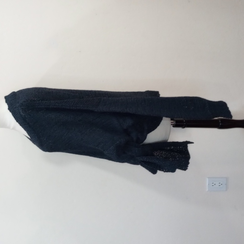 Rodebjer Anisah Blue Tape Yarn Oversize Open Weave Side Tie Sweater, Size XL - Picture 11 of 16